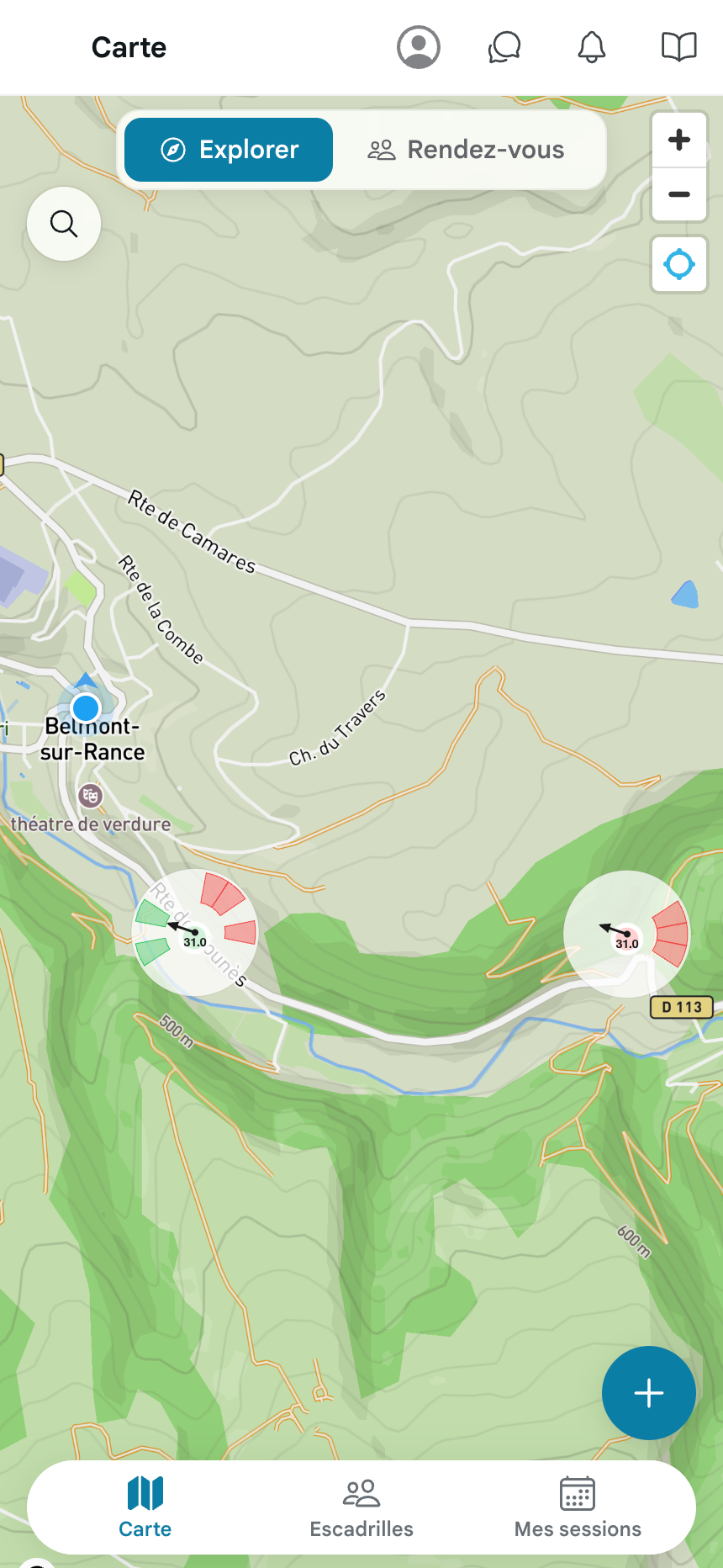 Carte interactive des spots